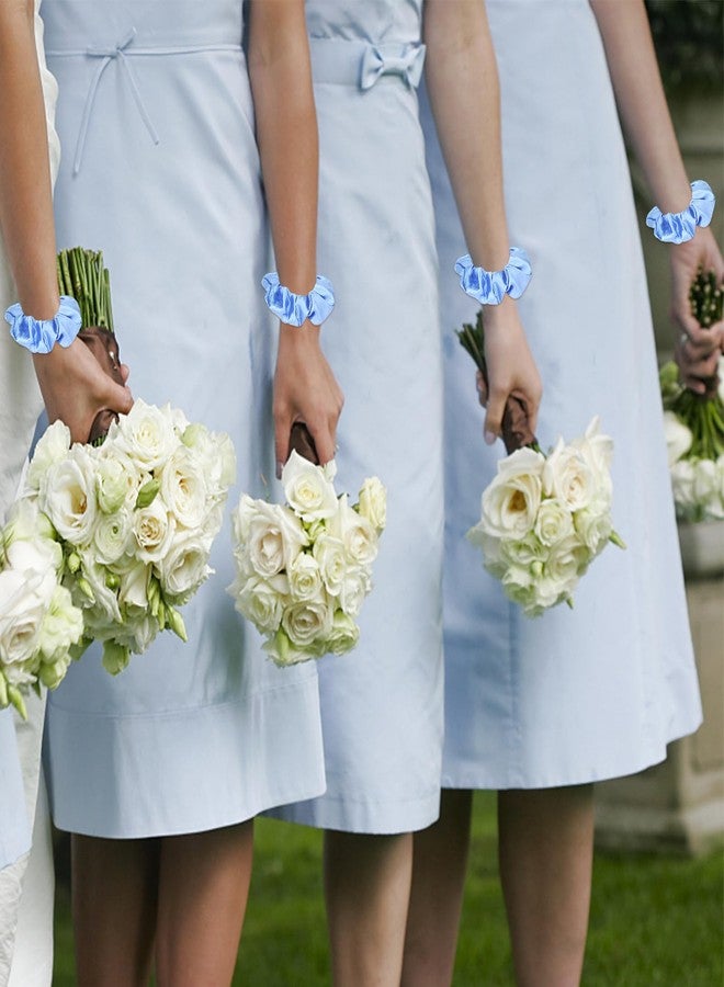 Semato 16 Pacs Satin Scrunchies Bridesmaid Proposal Gifts Hair Ties Scrunchies for Women Girls Bachelorette Party Favors (light blue) - Image 3